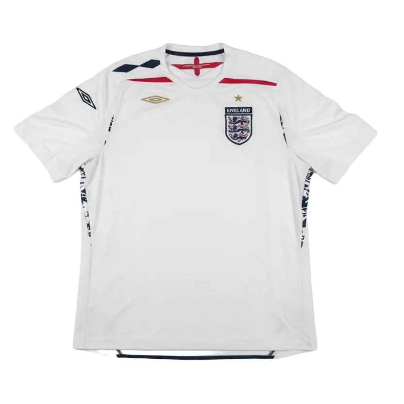 White sports jersey with England and Umbro logos on a white background