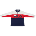 Fila shirt with red, white, and blue design on a white background