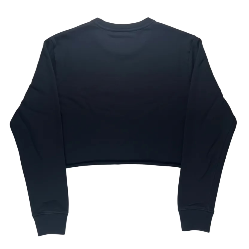 Black long-sleeve crop top